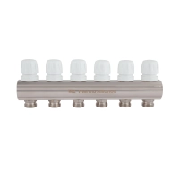Коллектор латунный с расходомерами и евроконусами Thermo Alliance Standart 1" на 6 выходов TAS235W6E - 3 фото