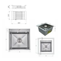 Акційний набір Lidz: мийка Handmade H4545 Decor 2,5/0,5 мм + K01G Корзина для кухонной мойки - 1 фото