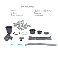 Акційний набір Lidz: мийка H7849BL інтегрована крило зліва Brushed Black PVD 3,0/1,0 мм + Змішувач Aria для кухні з гнучким виливом (k35) Black - 5 фото