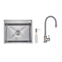 Акційний набір Lidz: мийка H6050H інтегрована Decor Honeycomb 2,5/0,5 мм LDH6050DEC48370 + Змішувач Aria для кухні з гнучким виливом (k35) Grey
