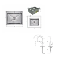 Акційний набір Lidz: мийка H6050H інтегрована Decor Honeycomb 2,5/0,5 мм LDH6050DEC48370 + Змішувач Aria для кухні з гнучким виливом (k35) Grey - 1 фото