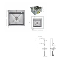 Акційний набір Lidz: мийка H5050H інтегрована Decor Honeycomb 2,5/0,5 мм LDH5050DEC48365 + Змішувач Aria для кухні з гнучким виливом (k35) Grey - 1 фото