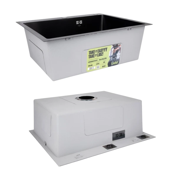 Акційний набір Lidz: мийка інтегрована Decor Black PVD Honeycomb 2,5/0,5 мм + Змішувач Aria для кухні з гнучким виливом (k35) Black - 3 фото