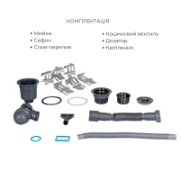 Акційний набір Lidz: мийка H6350BL інтегрована крило зліва Brushed Black PVD 3,0/1,0 мм + Змішувач Aria для кухні з гнучким виливом (k35) Black - 5 фото