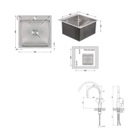 Акційний набір Lidz: мийка H5050 інтегрована Brushed Steel 3,0/1,0 мм + Змішувач Aria для кухні з гнучким виливом (k35) Grey - 1 фото