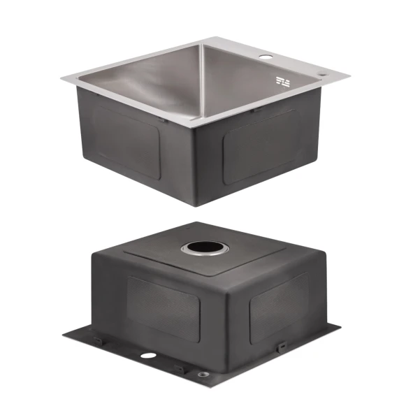 Акційний набір Lidz: мийка H5050 інтегрована Brushed Steel 3,0/1,0 мм + Змішувач Aria для кухні з гнучким виливом (k35) Grey - 3 фото
