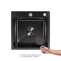 Акційний набір Lidz: мийка H4545 Black PVD Decor 2,5/0,5 мм + Змішувач Aria для кухні з гнучким виливом (k35) Black - 4 фото