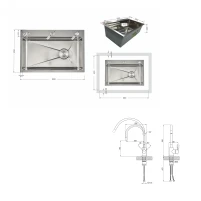 Акційний набір Lidz: мийка H6845 Decor 3,0/1,0 мм + Змішувач Aria для кухні з гнучким виливом (k35) Grey - 1 фото