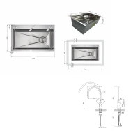 Акційний набір Lidz: мийка H7545 інтегрована Decor Honeycomb 3,0/1,0 мм LDH7545DEC48372 + Змішувач Aria для кухні з гнучким виливом (k35) Grey - 1 фото