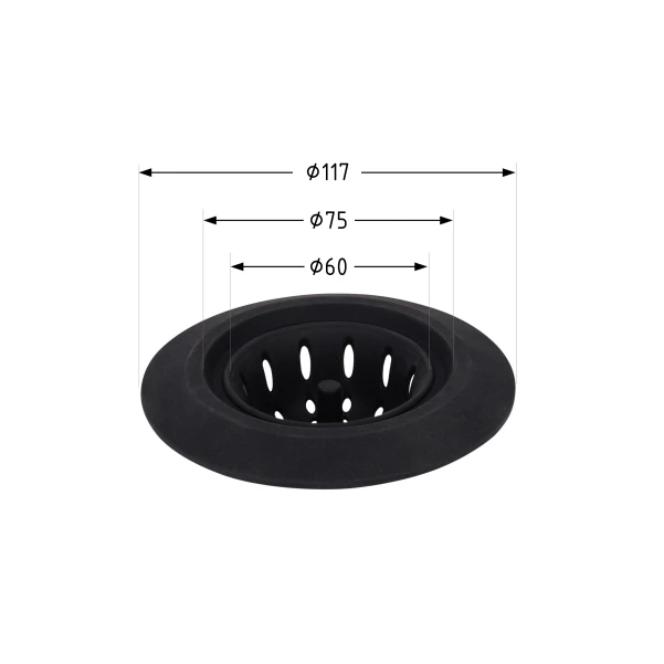 Сітка для сифона Lidz Acsis LA27 Black, силіконова, 117х117х37 мм LDACS33BLM49775 - 1 фото