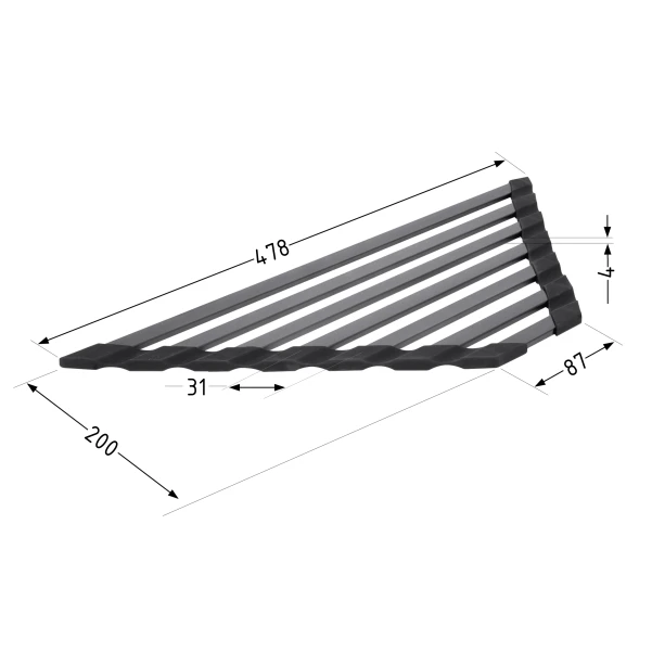 Сушилка на кухонную мойку угловая Lidz Acsis LA20 Black, плоска основа, для посуды 477х198 мм LDACSLA20BLM49773 - 1 фото