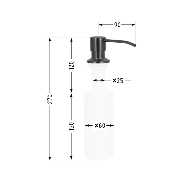 Дозатор для миючого засобу Lidz Acsis LA30 Brushed Black PVD, круглий LDACSLA30BLM49827 - 1 фото