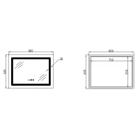 Дзеркало Lidz Kubis (KU2) 800х600 з годинником, з LED-підсвічуванням Touch, з антизапотіванням, з димером, рег. яскравості LDKU800600CL48281 - 1 фото