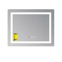 Дзеркало Lidz Kubis (KU2) 800х600 з годинником, з LED-підсвічуванням Touch, з антизапотіванням, з димером, рег. яскравості LDKU800600CL48281 - 2 фото