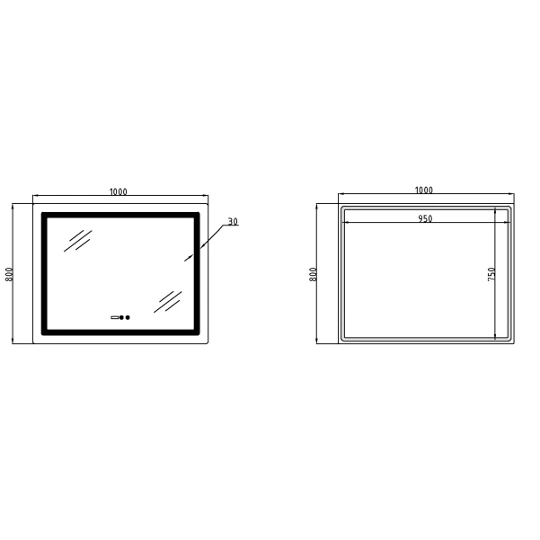 Зеркало Lidz Kubis (KU2) 1000х800 с часами, с LED-подсветкой Touch, с антизапотеванием, с диммером, рег. яркости LDKU1000800CL49282 - 1 фото