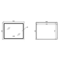 Дзеркало Qtap Mideya (MI2) 1000х800 з годинником, з LED-підсвічуванням Touch, з антизапотіванням, димером, рег. яскравості QTMID100080049266 - 1 фото
