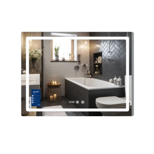 Дзеркало Qtap Mideya (MI2) 1000х800 з годинником, з LED-підсвічуванням Touch, з антизапотіванням, димером, рег. яскравості QTMID100080049266