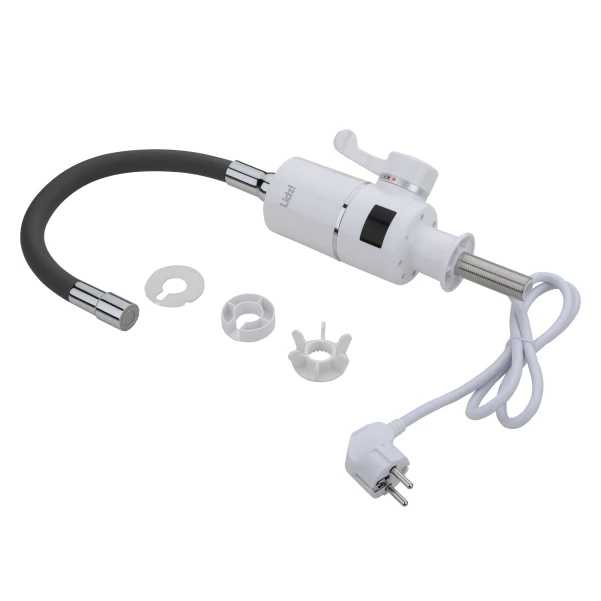 Проточний кран-водонагрівач з гнучким виливом Warm 065,White/Black для кухні LDWAR065BLA49095 Lidz - 6 фото
