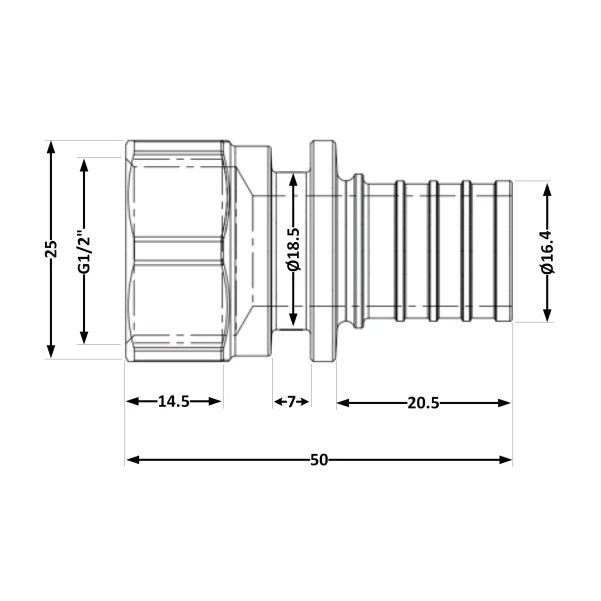 Перехідник під натяжну гільзу Icma №1033 d20х2,8-1/2"В 851033ADGW05 - 1 фото
