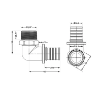 Угол натяжной Icma №1036 d20х2,8-3/4"З 851036AEGW05 - 1 фото