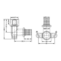 Кут натяжний Icma №1040 d16х2,2-1/2"В настінний 851040ADBO05 - 1 фото