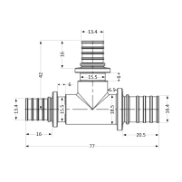 Трійник натяжний Icma №1039 d20х16х16 851039GWBOBO0 - 1 фото