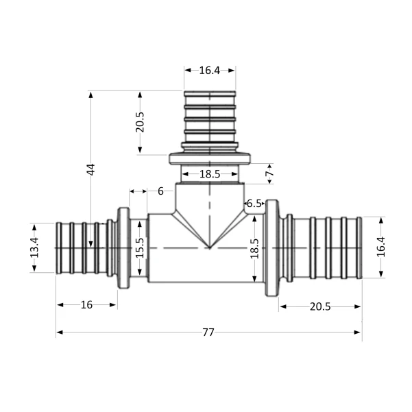 Тройник натяжной Icma №1039 d20х20х16 851039GWGWBO05 - 1 фото