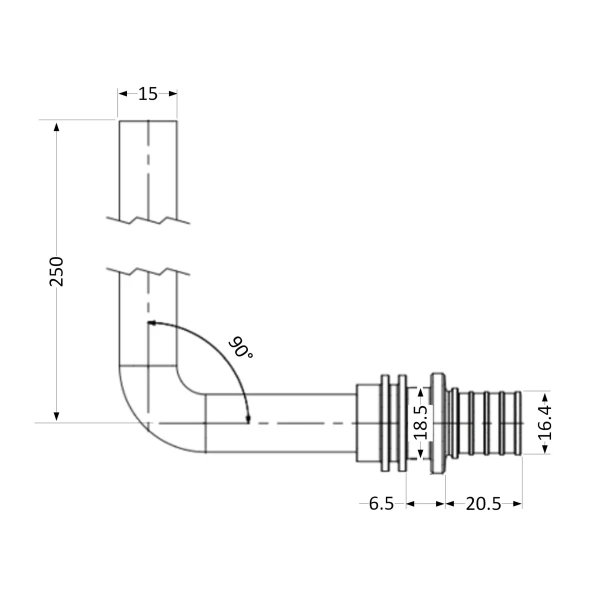 Трубка для радіатора Icma №1043 d20х2,8 для натяжного фитинга 851043GWGE07 - 1 фото