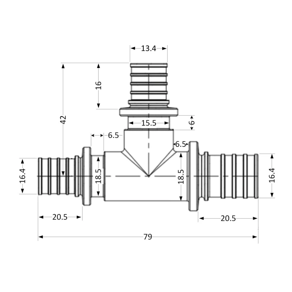Трійник натяжний Icma №1039 d20х16х20 851039GWBOGW05 - 1 фото