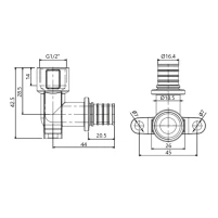Кут натяжний Icma №1040 d20х2,8-1/2"В настінний 851040ADGW05 - 1 фото