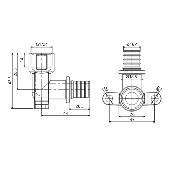 Кут натяжний Icma №1040 d20х2,8-1/2"В настінний 851040ADGW05 - 1 фото