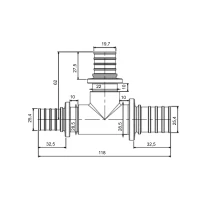 Трійник натяжний Icma №1039 d32х25х32 851039GYGXGY05 - 1 фото