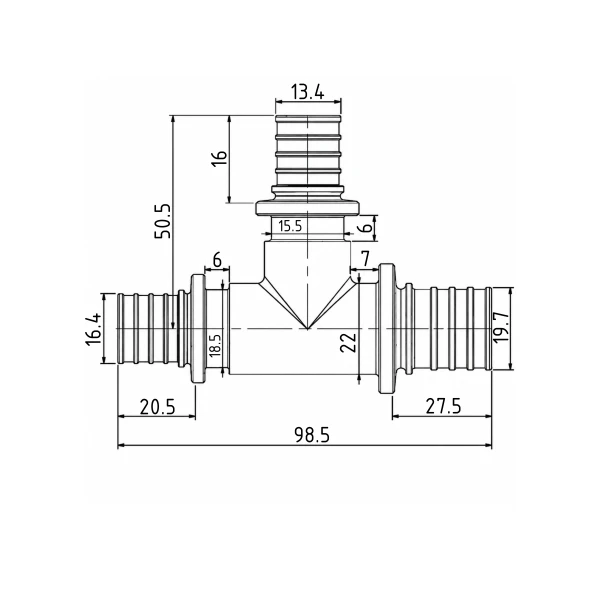 Тройник натяжной Icma №1039 d25х16х20 851039GXBOGW05 - 1 фото