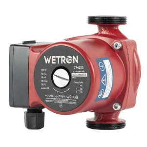 Насос циркуляційний 75Вт Hmax 4м Qmax 45л/хв Ø1½" 130мм + гайки Ø1" Wetron