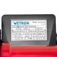 станція 0.37кВт Hmax 32м Qmax 35л/хв вихровий насос 1л Wetron - 5 фото