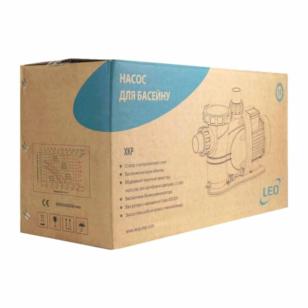 насос для басейну 0.55кВт Hmax 10м Qmax 300л/хв Leo - 6 фото