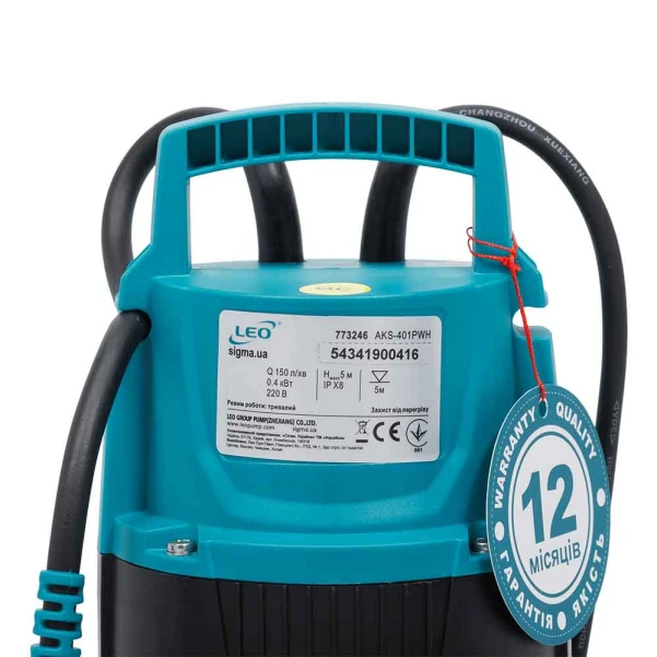 насос дренажний садовий 0.4кВт Hmax 5м Qmax 150л/хв Leo - 1 фото