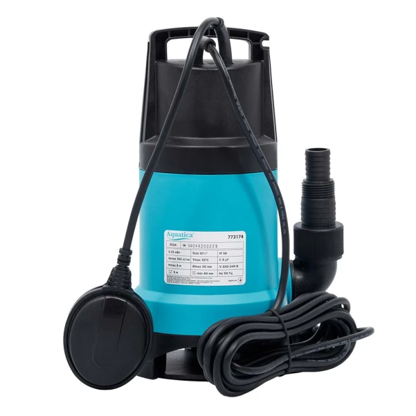 насос дренажний садовий 0,55 кВт Hmax 8м Qmax 180л/хв (част. до 30мм) Aquatica - 5 фото