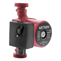 Насос циркуляційний 75Вт Hmax 4м Qmax 40л/хв Ø1½" 180мм бордо + гайки Ø1" Wetron - 1 фото