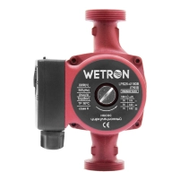 Насос циркуляційний 75Вт Hmax 4м Qmax 40л/хв Ø1½" 180мм бордо + гайки Ø1" Wetron - 2 фото