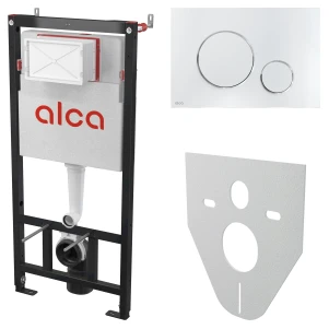 Інсталяція для унітазу ALCA PLAST AM101/1120 з круглою кнопкою хром M671 та прокладкою M91