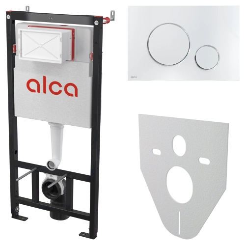 Інсталяція для унітазу ALCA PLAST AM101/1120 з круглою кнопкою хром M671 та прокладкою M91
