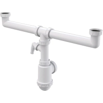 Сифон ALCA PLAST для здвоєної мийки з накидними гайками 6/4" та штуцером