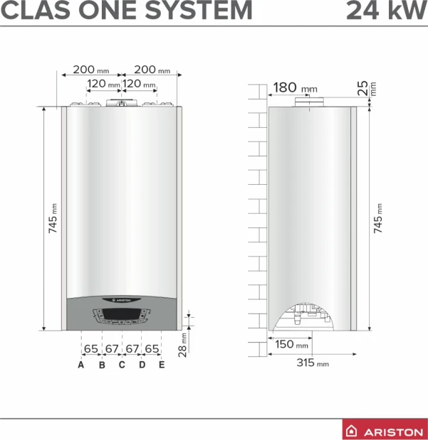 Двоконтурний конденсаційний котел Ariston CLAS ONE SYSTEM 24 (3301031) - 4 фото