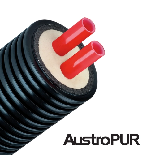 Попередньоізольована труба AustroPUR double 2x20 x 1,9/125 мм